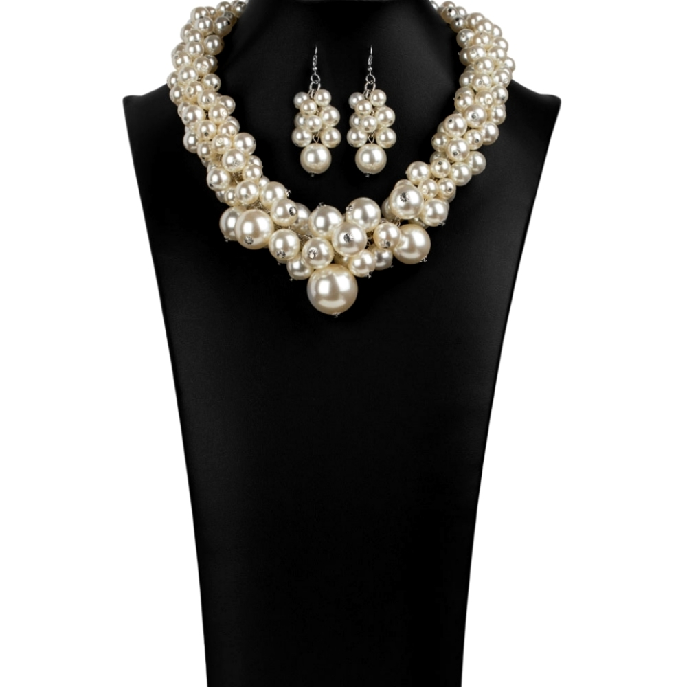 Elegant Pearl Necklace and Earring Set